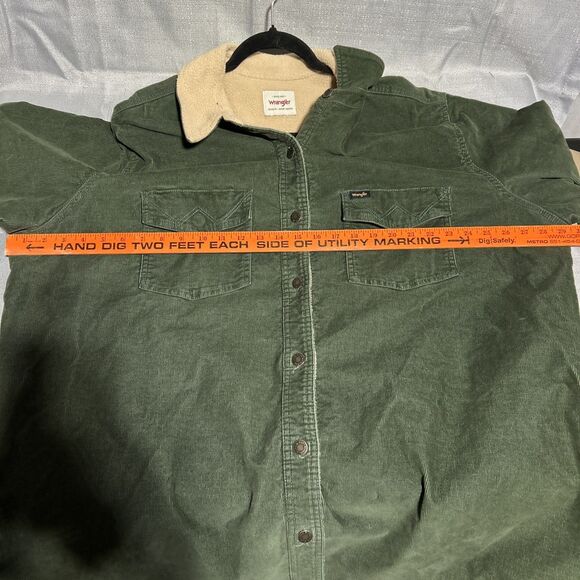 Wrangler Corduroy Sherpa Lined Jacket 2X Womens Barn Chore Jacket Green Trucker - Picture 10 of 10